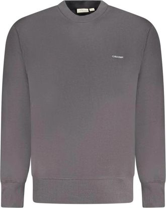 Calvin Klein Zwarte Katoenen Crew Neck Sweatshirt - Heren - Sweatshirts - Grijs - 2XL - Katoen - Hoodies & sweatvesten