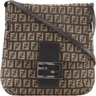 Fendi Pre-owned Zucchino Canvas Schoudertas - Dames - Vintage Schoudertas - Bruin - ONE Size - Vintage