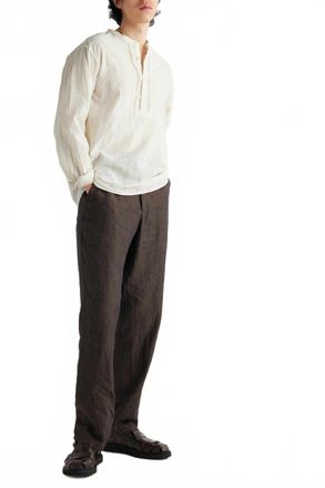 Orlebar Brown Hemlock Grandad Collar Shirt In White