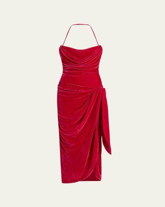 Cinq &agrave; Sept Noah Draped Velvet Dress