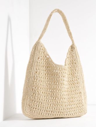 Talbots Raffia Hobo Bag - White/Natural - 001 Talbots