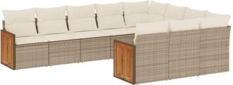 vidaXL Juego De Sof&aacute;s Jard&iacute;n Con Cojines Beige 10 Pzas Rat&aacute;n Sint&eacute;tico Vidaxl