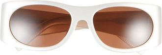 Jacquemus Les Lunettes 158 Rectangular Sunglasses in Metallic White/Silver/Choc at Nordstrom