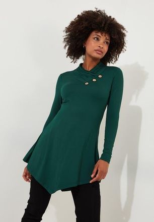 Joe Browns Stretch Knit Asymmetrical Surplice V-Neck Tunic in Dark Emerald at Nordstrom, Size 3X