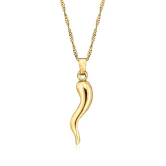 Ross-Simons 18kt Gold Over Sterling Italian Horn Pendant Necklace