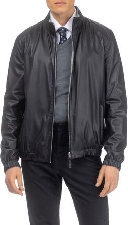Gorski Mens Light Genuine Nappa Leather Jacket Reversible To Cashmere & Wool Crafted From Loro Piana in Black/gray at Nordstrom, Size X-Large