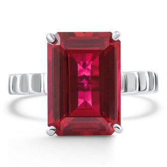 Pompeii3 14x10mm Ruby Jasmine Ring 14k White Gold Lab Grown
