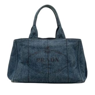 Prada Pre-owned Tote Bags, female, Blue, Size: ONE SIZE Pre-owned Denim Satchel
