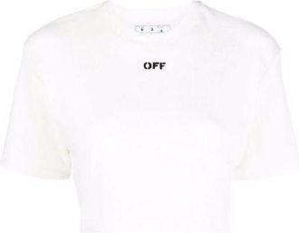 Off-white (WMNS) Off-White Off-stamp Cropped T-shirt White OWAA081C99JER0010110