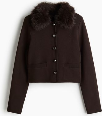 H&M Feinstrick-Cardigan mit Kragen - Brown