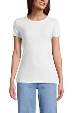Lands End Cotton Rib T-shirt in White at Nordstrom, Size X-Small P