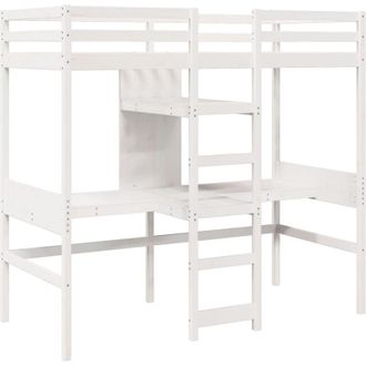 vidaXL Vidaxl - Cama Alta Sin Colch&oacute;n Madera Maciza De Pino Blanco 75x190 Cm