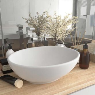 vidaXL Lavabo De Lujo Ovalado Cer&aacute;mica Blanco Mate 40x33 Cm Vidaxl
