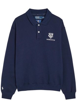Polo Ralph Lauren Embroidered Cotton-blend Polo Sweatshirt - Navy - S (UK8-10 / S)