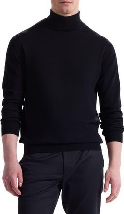 Bugatchi Sawyer Merino Wool Turtleneck Sweater in Caviar at Nordstrom, Size Xx-Large