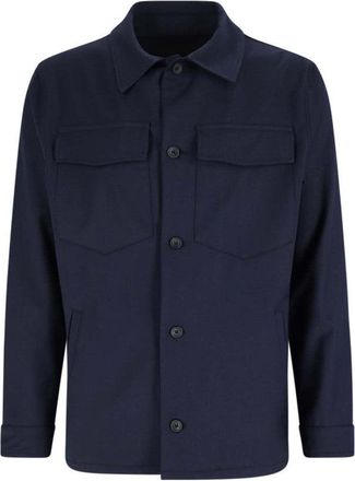 White Sand Wool-Blend Shirt - Navy