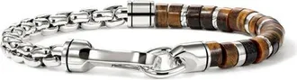 John Hardy Mens Heishi Sterling Silver Bracelet in Tiger Eye at Nordstrom, Size X-Large