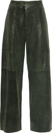 Forte_Forte suede straight trousers - women - Leather - I - Green
