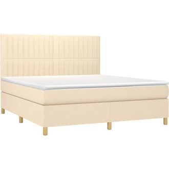 vidaXL Vidaxl - Cama Box Spring Colch&oacute;n Y Luces Led Tela Crema 160x200 Cm