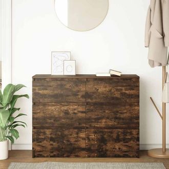 Berkfield Home Sideboard Smoked Oak 100x35x76 cm Engineered Wood in Brown | Size: 100 x 35 x 76 cm