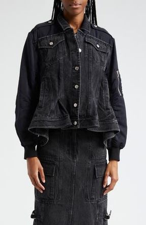 3.1 Phillip Lim Hybrid Denim Flight Jacket in Washed Black at Nordstrom Rack, Size Large