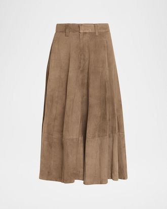 Brunello Cucinelli Suede Midi Circle Skirt