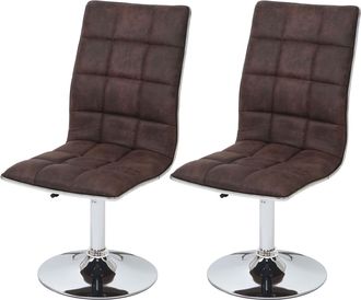 Hhg Hhg - Nunca Usado] Juego De 2 Sillas De Comedor 616, Silla De Cocina, Giratoria Regulable En Altura, Tela/textil Mvg, Vintage Marr&oacute;n Oscuro