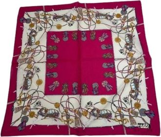 Celine Pre-owned Scarves, female, Pink, Size: ONE SIZE Pre-owned Silk Scarf