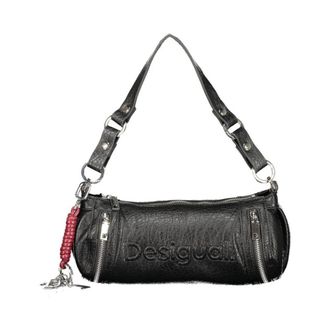 Desigual Cilindrische schoudertas met reli&euml;flogo - Dames - Tassen - Zwart - Maat: ONE Size
