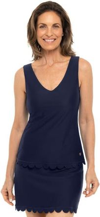 Coolibar Tankini with Scallop Detail - UPF 50+ Sun Protection - Acropora in Navy at Nordstrom, Size Xx-Large