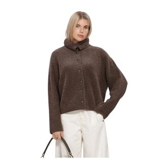 Knit-ted Milo Cardigan - Dames - Truien - Bruin - Maat: M Wol