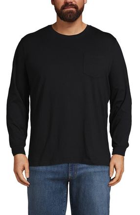 Lands End Super-T Long Sleeve T-Shirt with Pocket in Black at Nordstrom, Size Xx-Large