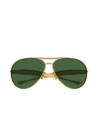Bottega Veneta Unisex Sunglasses Gold-Green Metal