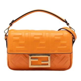 Fendi Pre-owned Shoulder Bags, female, Orange, Size: ONE SIZE Pre-owned Baguette Satchel