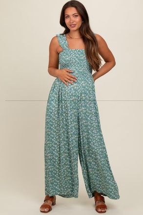 Pinkblush Floral Flowy Jumpsuit in Teal at Nordstrom, Size Medium