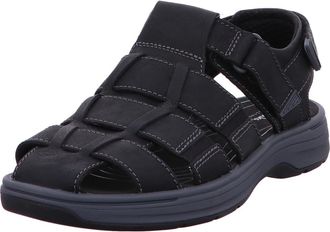 Clarks Mens Saltway Cove Sandal, Black (Black Leather), 44.5 EU