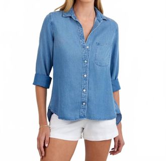 Bella Dahl Split Back Button Down Shirt In Indigo Harbor Wash