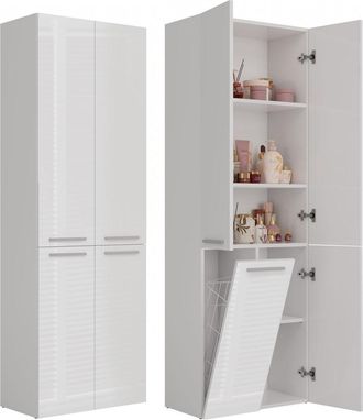 OEM Columna De Estante Para Mueble De Ba&ntilde;o, Color Blanco Mate/brillante Con Cesta - Dise&ntilde;o Universal, Gran Capacidad, Fabricante Polaco