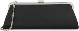 Kazar Ovaal Metalen Frame Clutch - Dames - Clutches - Zwart - ONE Size - Leer - Tassen