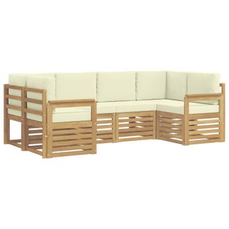 vidaXL Conjunto De Sof&aacute;s De Exterior 5 Pcs Blanco Y Crema Vidaxl