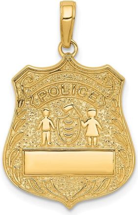 Diamond2Deal 14k Yellow Gold Large Police Badge Pendant