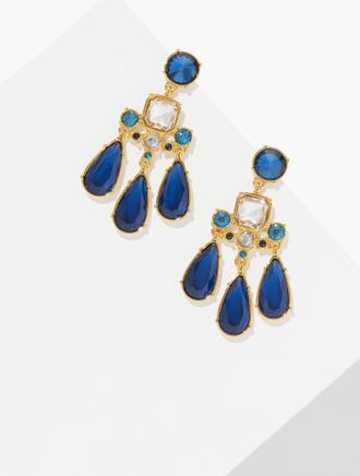 Talbots Resplendent Cushion Drop Earrings - Blue Spruce/Gold - 001 Talbots