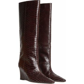 Cynthia Rowley Embossed Leather Wedge Boot in Brown at Nordstrom, Size 7.5