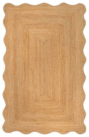 Jonathan Y Designs Seaside Cottage Scallop Edge Jute Area Rug in Natural at Nordstrom, Size 8Ft 0In X 10Ft 0In