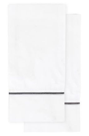 Melange Home Single Embroidered Line 300 Thread Count 100% Cotton Pillowcases in Charcoal at Nordstrom Rack, Size Standard