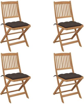 vidaXL Vidaxl - Sillas De Jard&iacute;n Plegables 4 Uds Y Cojines Madera Maciza Acacia