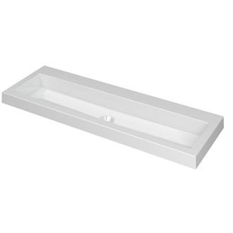 Bernacchini Dock wastafel - 120x40x6cm - 1 wasbak - 0 kraangaten - polystone wit glans