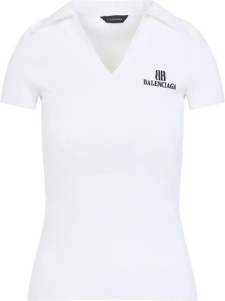 Balenciaga Polo - Dames - Polos - Wit - S - Polyester - Tops