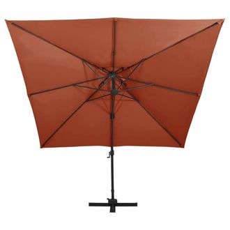 Berkfield Home Cantilever Umbrella with Double Top 300x300 cm Terracotta in Burnt Orange