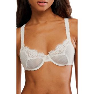 Free People Fiona Underwire Lace Demi Bra in White Alyssum at Nordstrom, Size 34Dd